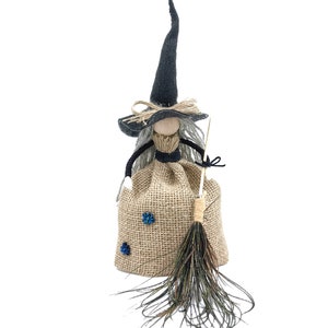 Good luck Kitchen Witch doll mini sewn Fairy Witch Figurine peg doll, New Gift home, Halloween doll handmade Swedish or German home decor