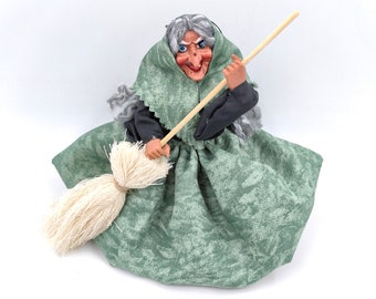 Baba Yaga Story tale Witch Figurine, Good Luck Kitchen Witch Doll, Fairy Garden Decoration, New Home Gift Ornament, Cottage old Hedge Witch