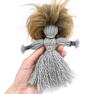 Poppet Doll Crazzy Cute Curly Voodoo magic Altar Decor, Wool Figurine Kitchen Witch Poppet, Pocket Poppet good luck protection Talisman Gift
