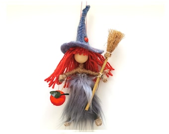 KITCHEN WITCH DOLL, Wooden Fairy Witch Figurine, Good luck Witch, Witch Figurine, Hedge witch, Collectible witch, Witch decoration Home gift