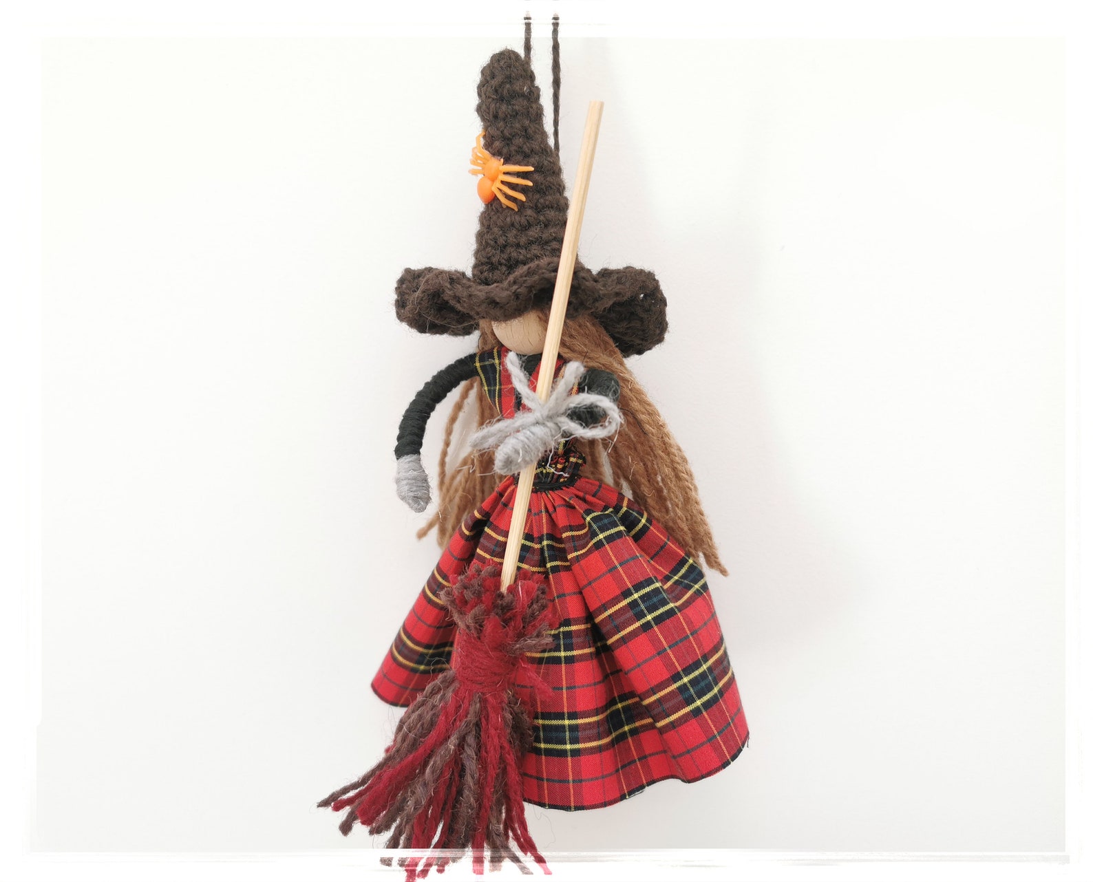 Wooden Witch on Broom Kitchen Witch Doll Flying Fairy Figurine Etsy