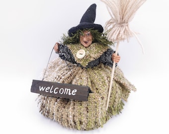 Kitchen witch doll Welcome Forest Fairy Witch figurine Halloween witch Home spirit doll Decor Hedge Witch crone La Befana New House Gift