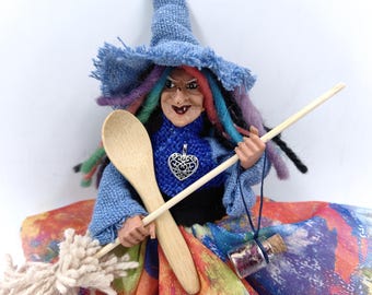 Personalized Sea Witch, Ocean Water magic ritual, Full Moon kitchen Fairy Figurine with Spoon