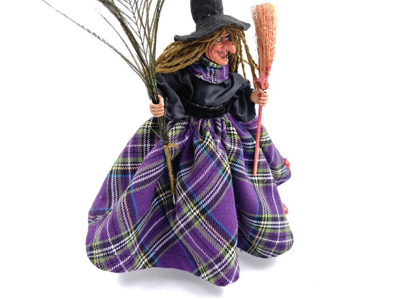 Good luck KITCHEN WITCH DOLL, Witch with broom, Fairy Figurine, Kitchen Hag, Horror Decor, Flying Witch, Hanging Witch, Magic Witch, Gift image 4