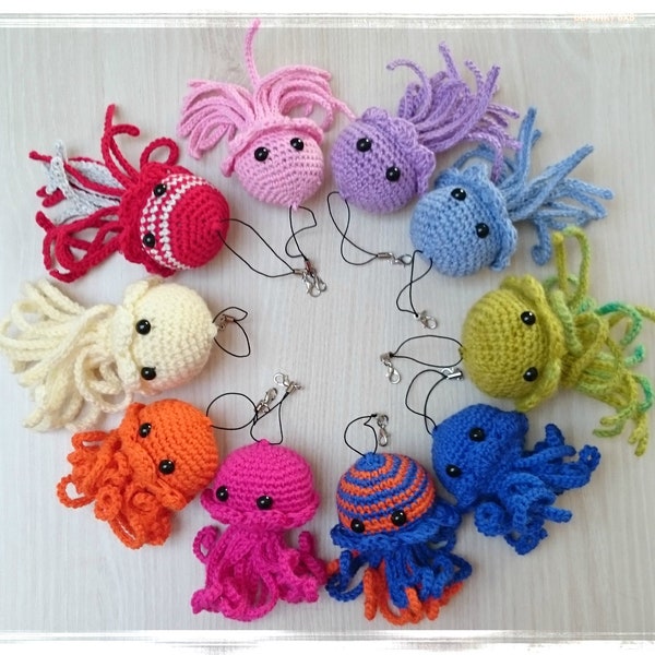 Crochet Octopus keychain, Octopus amigurumi, Octopus keyring, Premature baby toy, Crochet jellyfish, Jellyfish toy, See theme animal, Gift