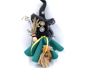 Green Witch Fairy: Handmade Spirit Doll Forest Goddess, Kitchen Witch Ornament, New Home Gift