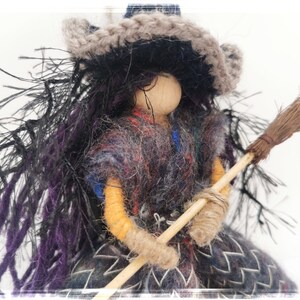 Good luck KITCHEN WITCH DOLL, Horror Decor, Hanging Witch, Ooak art doll, Wooden Figurine, Handcrafted witch, Halloween witch, Hedge Witch image 3