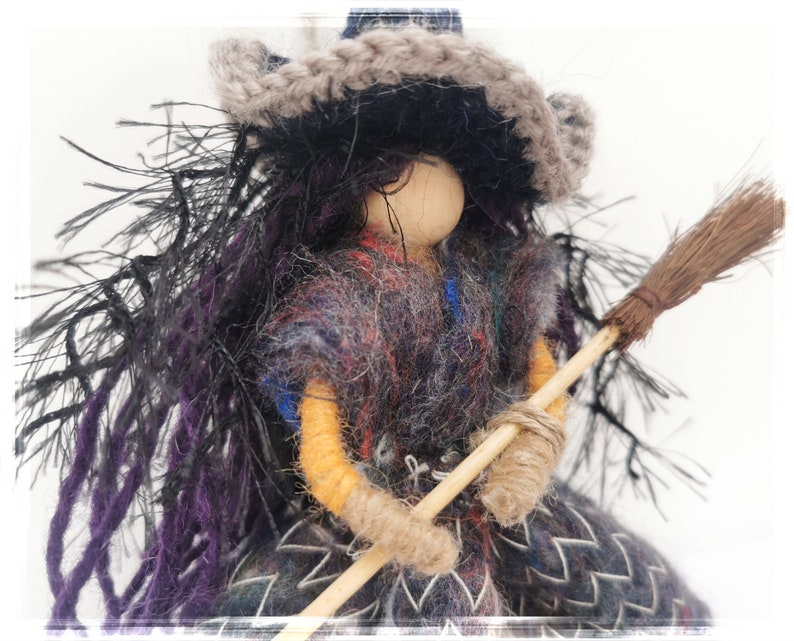 Good luck KITCHEN WITCH DOLL, Horror Decor, Hanging Witch, Ooak art doll, Wooden Figurine, Handcrafted witch, Halloween witch, Hedge Witch image 3