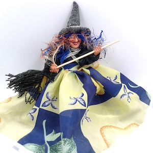 Good Luck kitchen Witch doll, Fairy Witch Figurine, Citrus witch doll, Hedge Witch doll, Hanging Halloween Witch spider Europe Witch doll