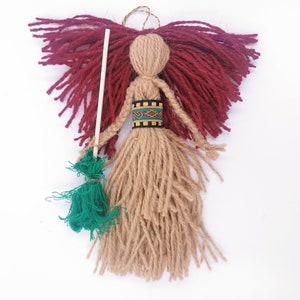Poppet Good Luck Protection Talisman, Travel Pocket Poppet woolen, Spell Doll for Altar Decor, Fairy Fgurine, Kitchen Witch Doll Gift Home