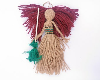 Poppet Good Luck Protection Talisman, Travel Pocket Poppet woolen, Spell Doll for Altar Decor, Fairy Fgurine, Kitchen Witch Doll Gift Home