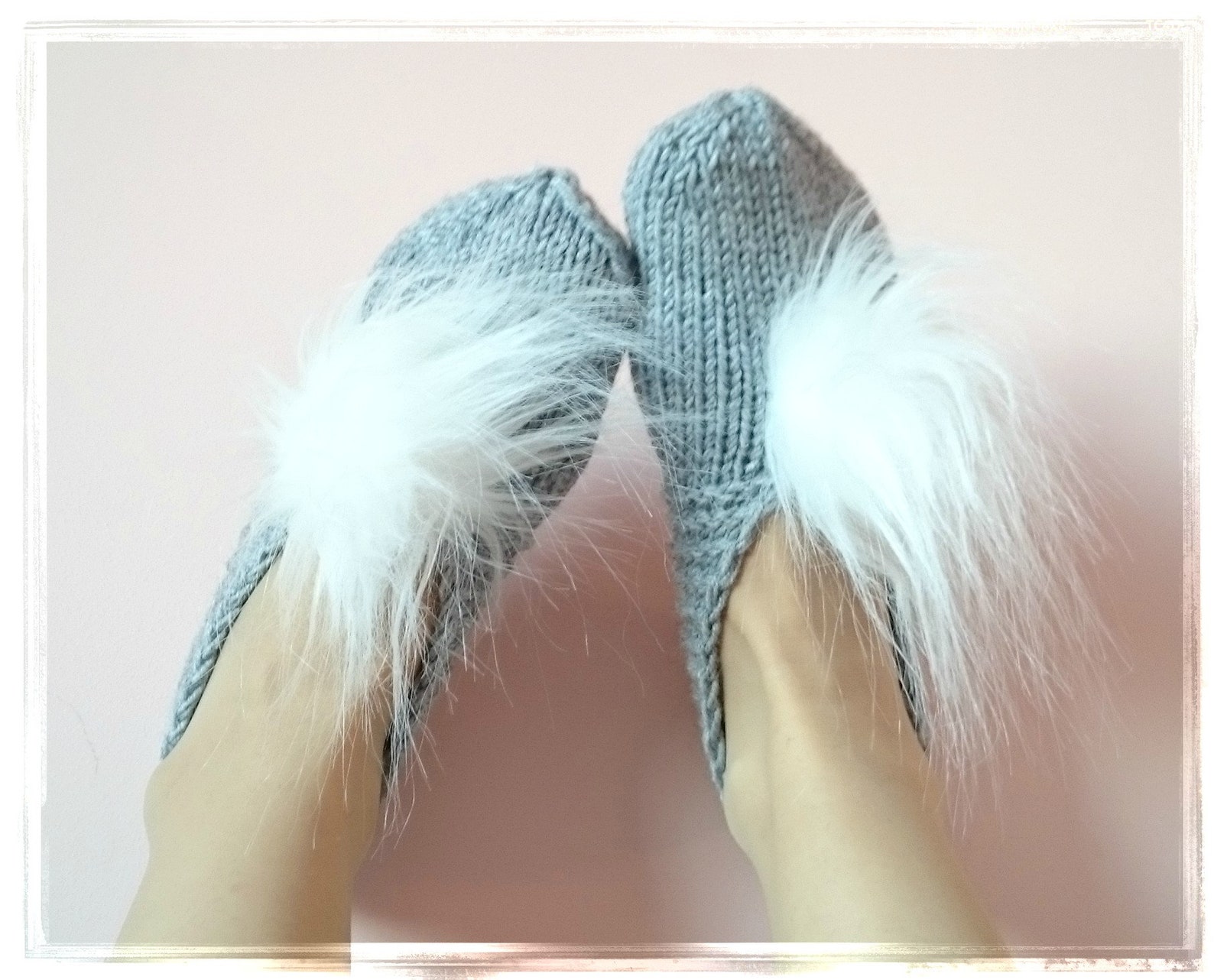 chunky knit women men slippers fuzzy pom pom slippers furry grey slipper round toe ballet flats home socks dirty santa gift wedd