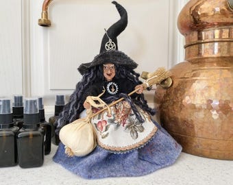 Kitchen Witch Doll: Lucia, House Energy Protection,  Ritual Figurine, New Home Gift, Art Decor