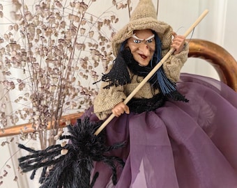 Halloween Witch Doll Scarry, Kitchen Art Doll, Baba Yaga Figurine, New Home Housewarming Gift