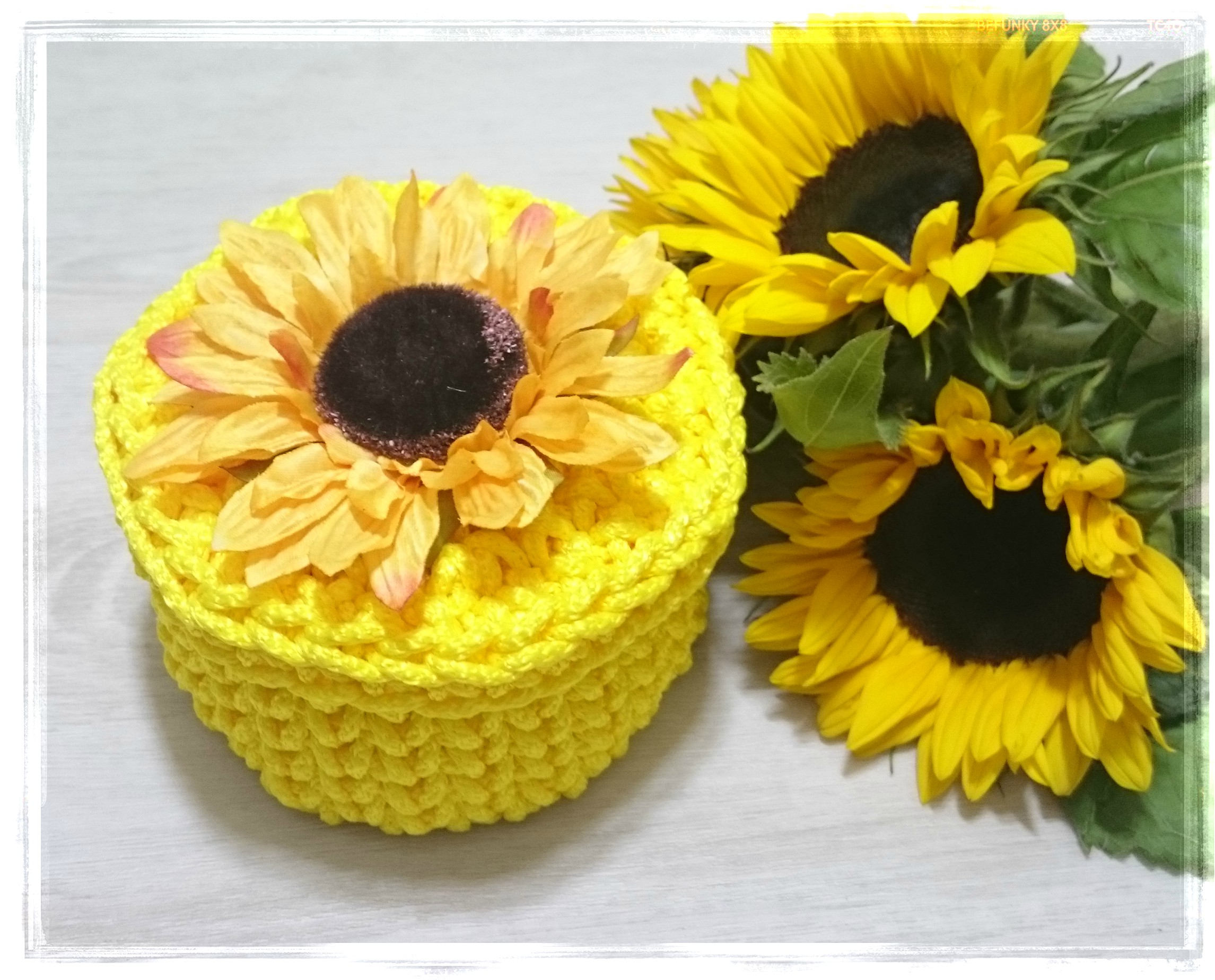 Sunflower Boxes Crochet Basket with lid Engagement Gift Etsy