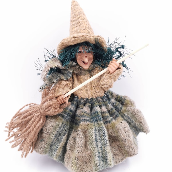 Sorcière de la forêt FIgurine, Petite Sorcière de l’Esprit, Poupée Sorcière de Cuisine, Alchemist Sorcière Poverful Protection Talisman, Cadeau de décoration de poupée d’Halloween