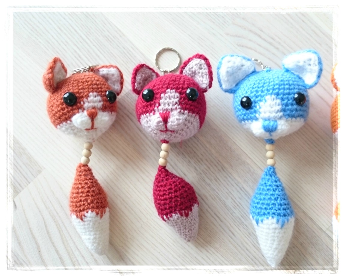 Cat amigurumi Keychain Crochet Amigurumi Cat Keyring with | Etsy