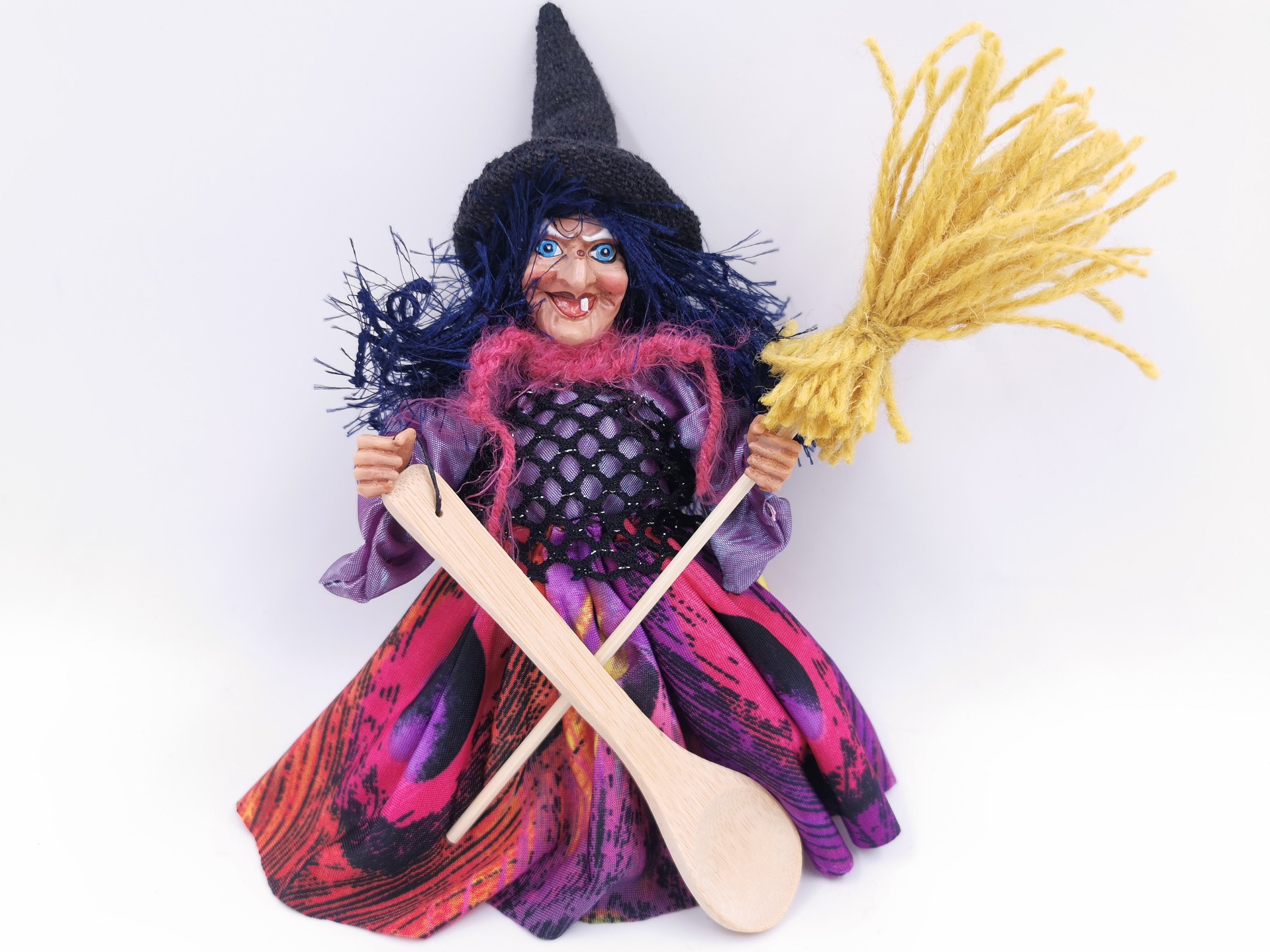 KITCHEN WITCH DOLL Hanging With Spoon Broom Hedge Witch | Etsy