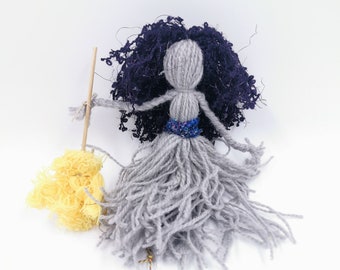 Poppet Good Luck Protection Talisman, Travel Pocket Poppet woolen, Spell Doll for Altar Decor, Fairy Fgurine, Kitchen Witch Doll Gift Home