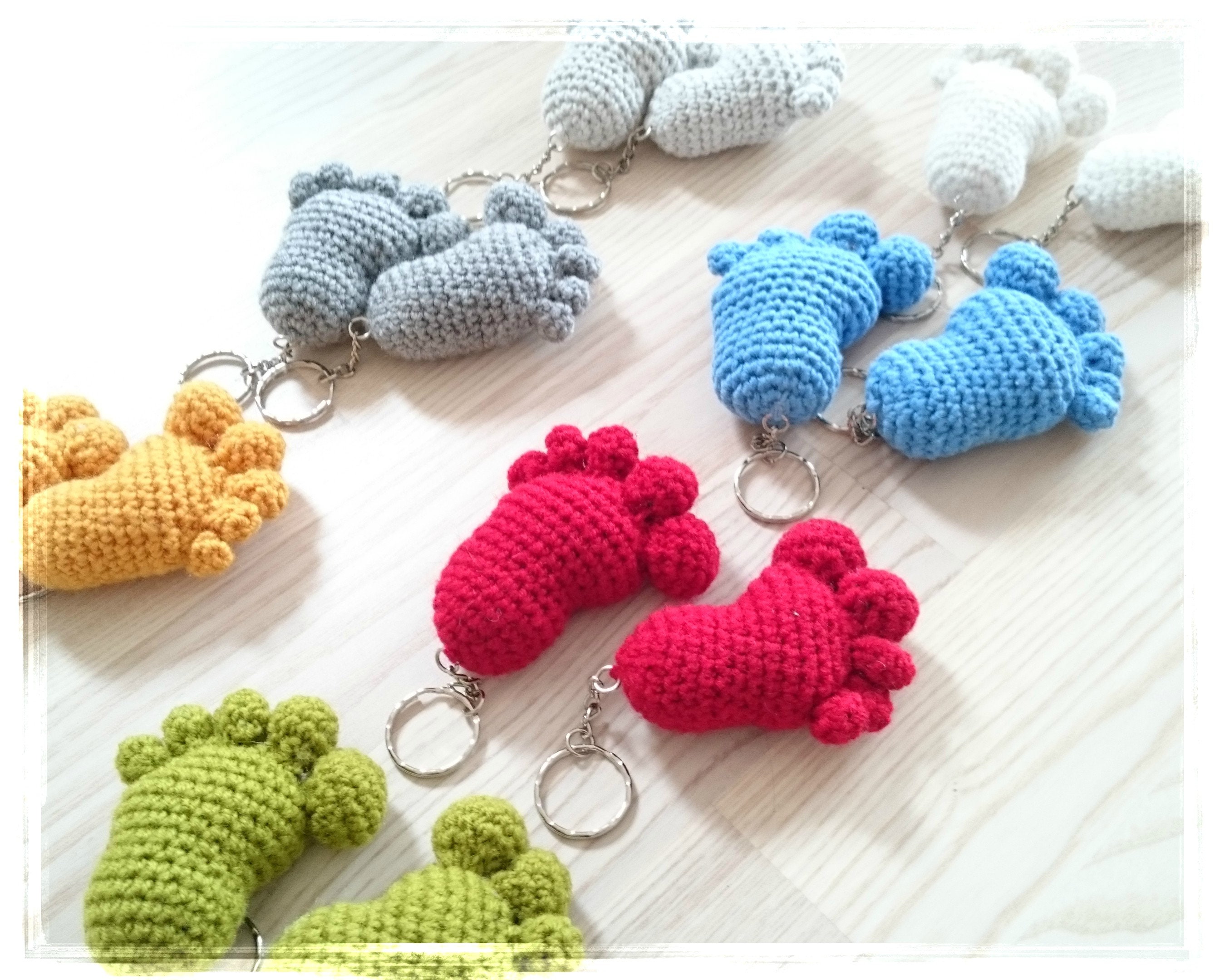 Pair of Feet Keychains, Foot Charm, Hand Knit Foot Keyring, Pregnancy ...