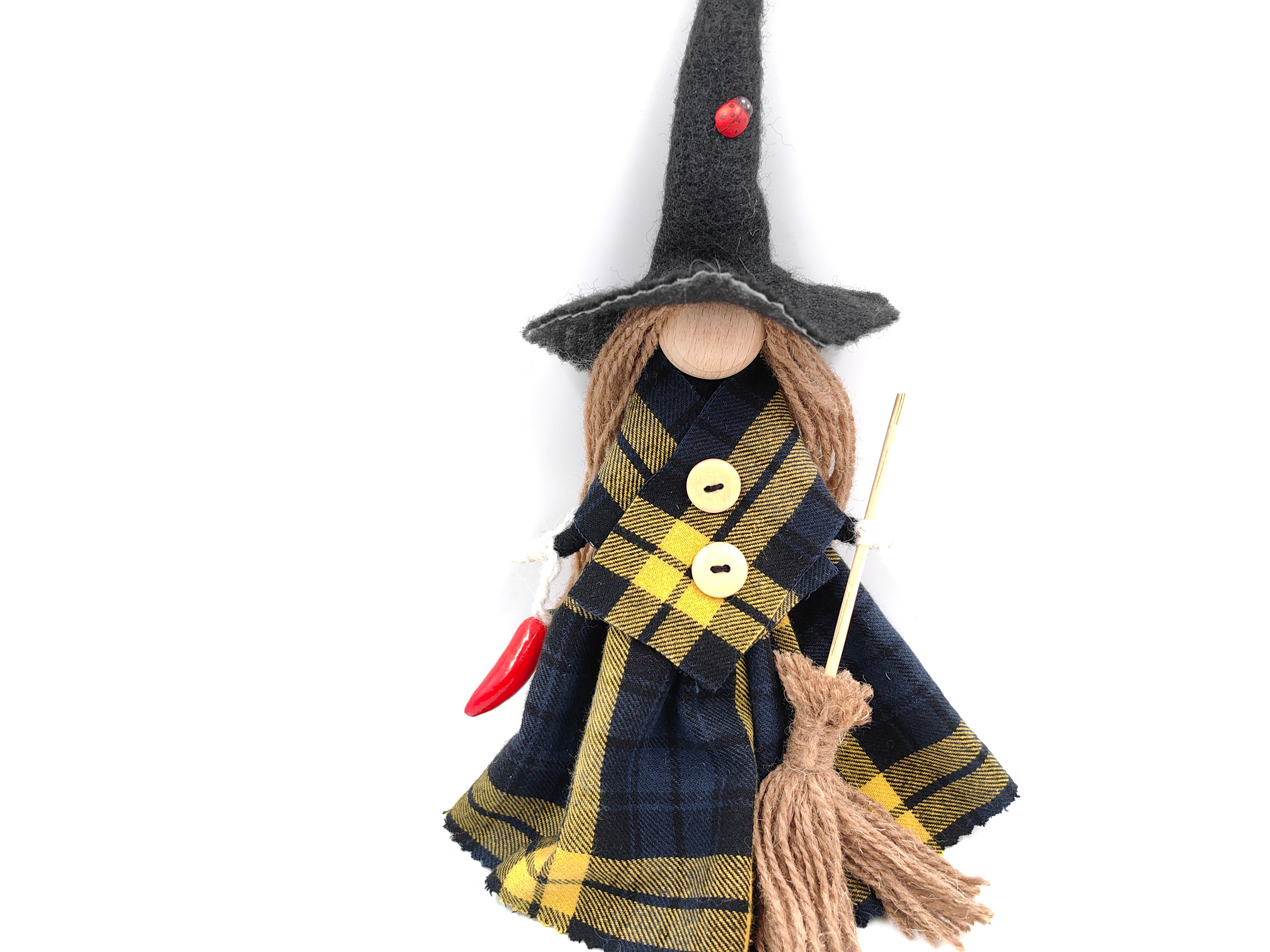 森の妖精魔女の置物、幸運のキッチン魔女人形、唐辛子、ババヤガ