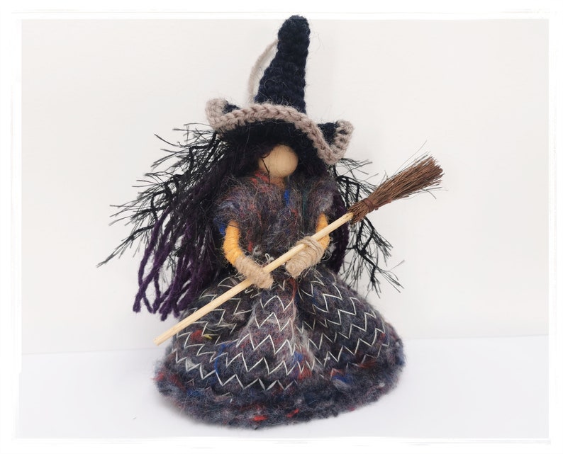 Good luck KITCHEN WITCH DOLL, Horror Decor, Hanging Witch, Ooak art doll, Wooden Figurine, Handcrafted witch, Halloween witch, Hedge Witch image 2