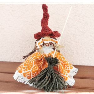 Wooden Kitchen Witch Doll, Fairy Witch figurine, Halloween Witch Ornament, National Suvenir, Little Toy, Handmade Charming Collectible doll