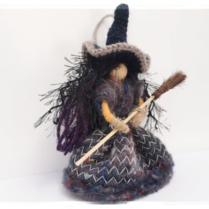 Good luck KITCHEN WITCH DOLL, Horror Decor, Hanging Witch, Ooak art doll, Wooden Figurine, Handcrafted witch, Halloween witch, Hedge Witch image 6