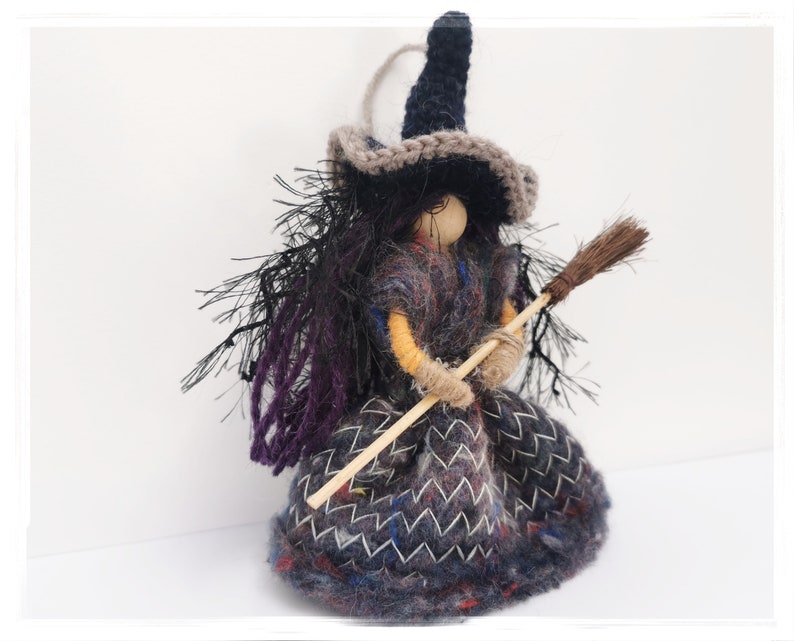 Good luck KITCHEN WITCH DOLL, Horror Decor, Hanging Witch, Ooak art doll, Wooden Figurine, Handcrafted witch, Halloween witch, Hedge Witch image 6