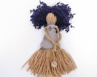 Poppet Spell Doll for Altar Decor/ Poppet Good Luck Protection Talisman/ Travel Poppet Fairy Witch/ Handmade kitchen Woolen Felt Figurine