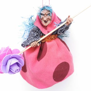 Kitchen WITCH Doll, Halloween Witch, Fairy Witch Figurine, Spirit Doll, Handmade Good luck doll, Witch Doll, Witch on Broom, Wicked Witch