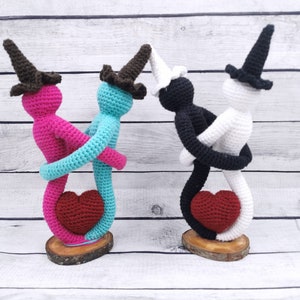 Escultura familiar de brujas, personas humanas abstractas, figuras de espíritu de amor, regalo de boda, muñecas de brujas de pareja, estatuas Cake Topper, San Valentín