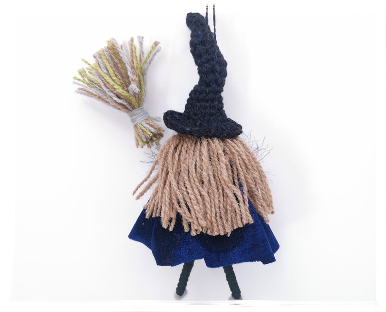 Good Luck Kitchen Witch Doll Miniature, Fairy Witch Figurine With Cat