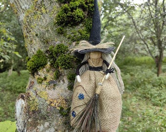 Witch Doll: Forest Spirit, Fairy Figurine, Good Luck Charm ornament Talisman, New Home Gift
