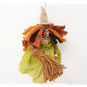 Kitchen WITCH Doll, Green Forest Hedge Witch with Blessed be sign, Cottage doll, Spirit Doll, Hedge Doll, Kitchen Doll, Wicked Horror Decor image 4