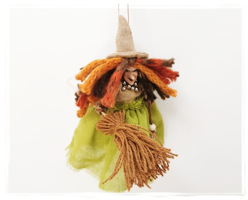 Kitchen WITCH Doll, Green Forest Hedge Witch with Blessed be sign, Cottage doll, Spirit Doll, Hedge Doll, Kitchen Doll, Wicked Horror Decor image 4