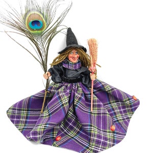 Good luck KITCHEN WITCH DOLL, Witch with broom, Fairy Figurine, Kitchen Hag, Horror Decor, Flying Witch, Hanging Witch, Magic Witch, Gift image 1