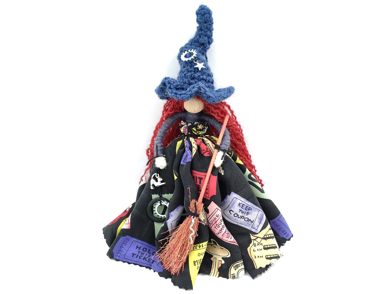 KITCHEN WITCH DOLL, Good luck doll for Money, Hedge Witch Figurine for Home Blessing, New Home Gift, Good Luck German Witch, Baba yaga Art