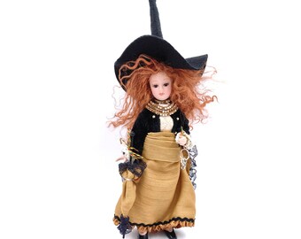 Crazy Good Luck Kitchen Witch Doll New Home Gift Porcelain Fairy Witch Figurine Halloween lady Witch decoration Hedge Witch Ornament Protect