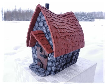 Feenhaus-Miniatur - Hexenhaus aus recycelter Pappe, umweltfreundliche Küche, Walddekor, Spukhaus, neues Zuhause Geschenk