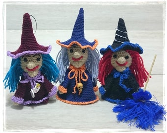 Kitchen Witch Doll hanging, hand knit toy, Halloween witch, Witch doll, Handmade Witch toy, Good Luck kitchen Witch, Witch figurine, Gift