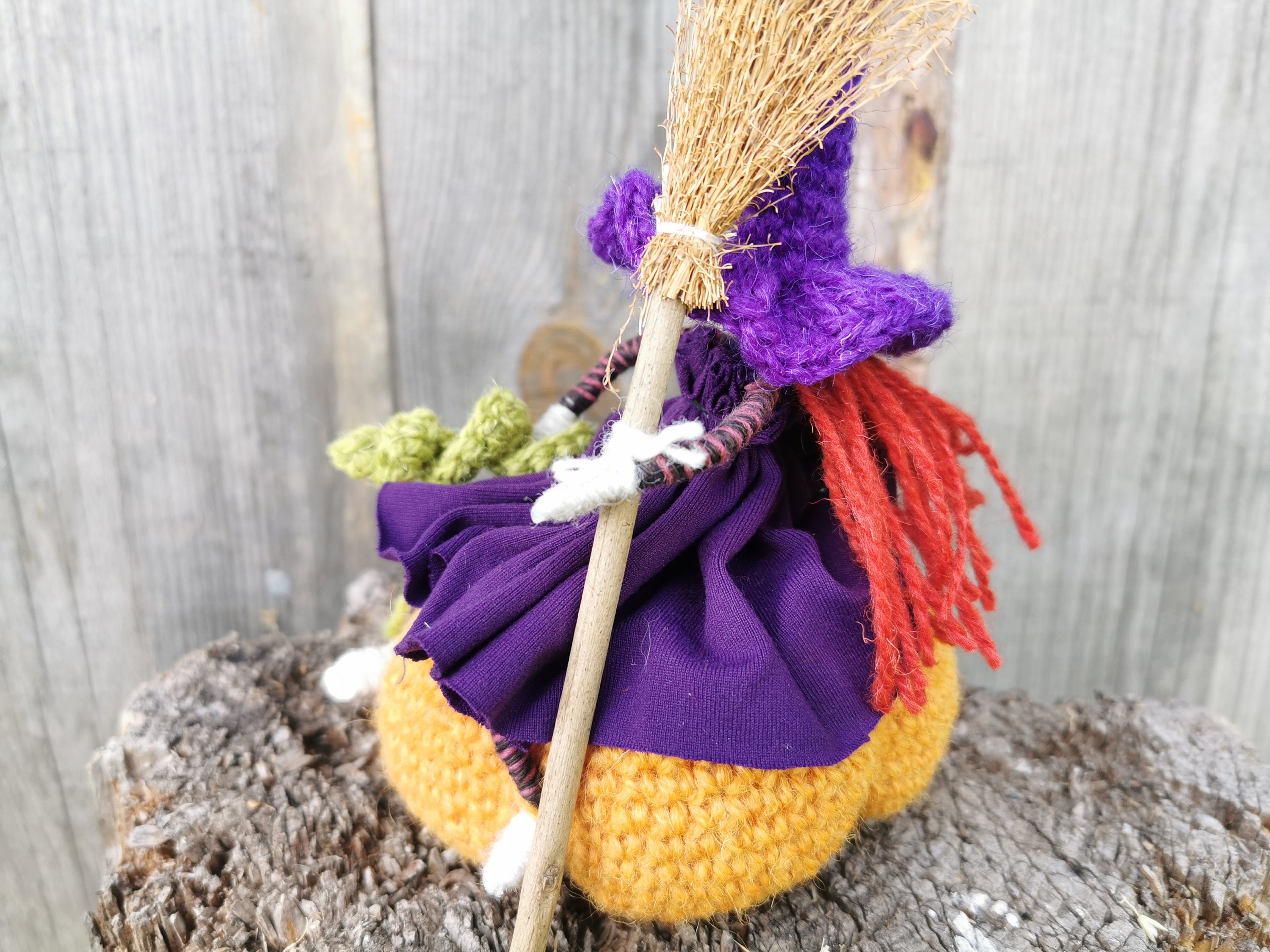 Halloween Witch on pumpkin Kitchen Witch Doll Autumn Fall Etsy