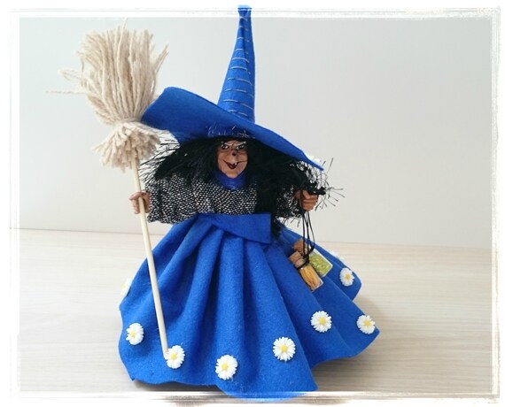 Good Luck Kitchen Witch Doll With Broom Halloween Witch Doll Etsy