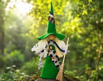 Forest Witch Doll, Handmade Magical Decor, OOAK Art Doll, Cottagecore Gift,  Halloween Fairy Figurine