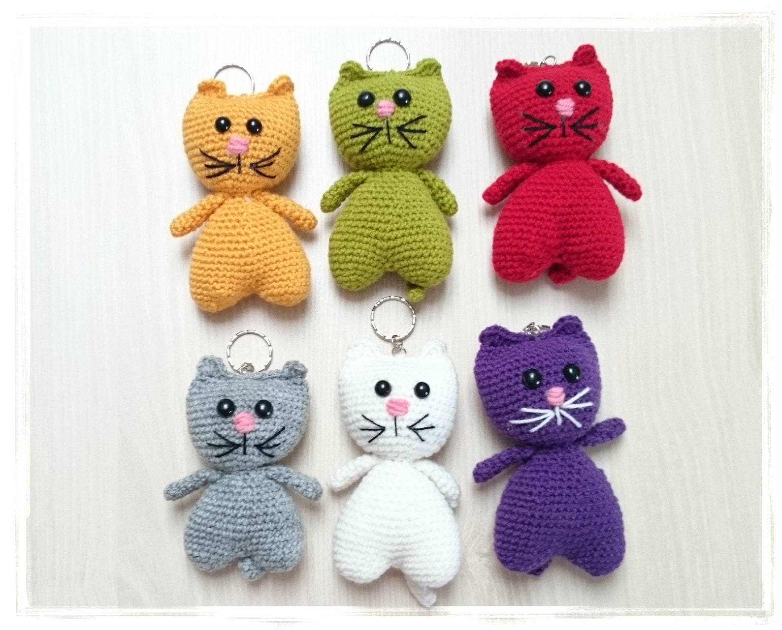 Cat Keychain Crochet Amigurumi Cat Keyring Kitty Key Holder Etsy Denmark