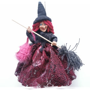 Good Luck Kitchen Witch Doll: Halloween Decor, Upcycled Figurine