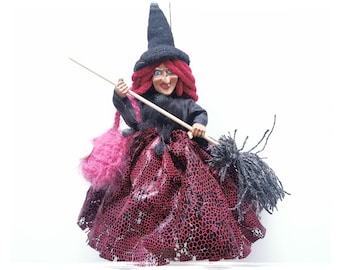 Good Luck Kitchen Witch Doll: Halloween Decor, Upcycled Figurine