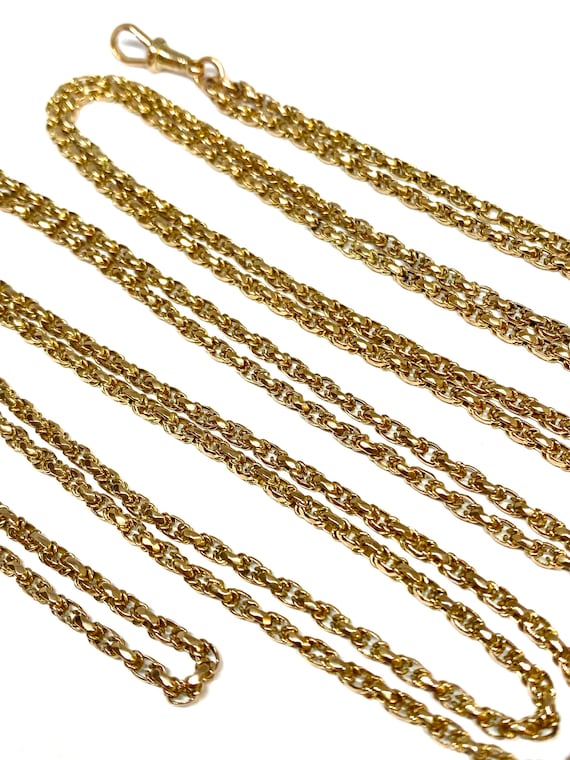 ANTIQUE 9ct GOLD GUARD Chain | Watch Chain Solid … - image 1