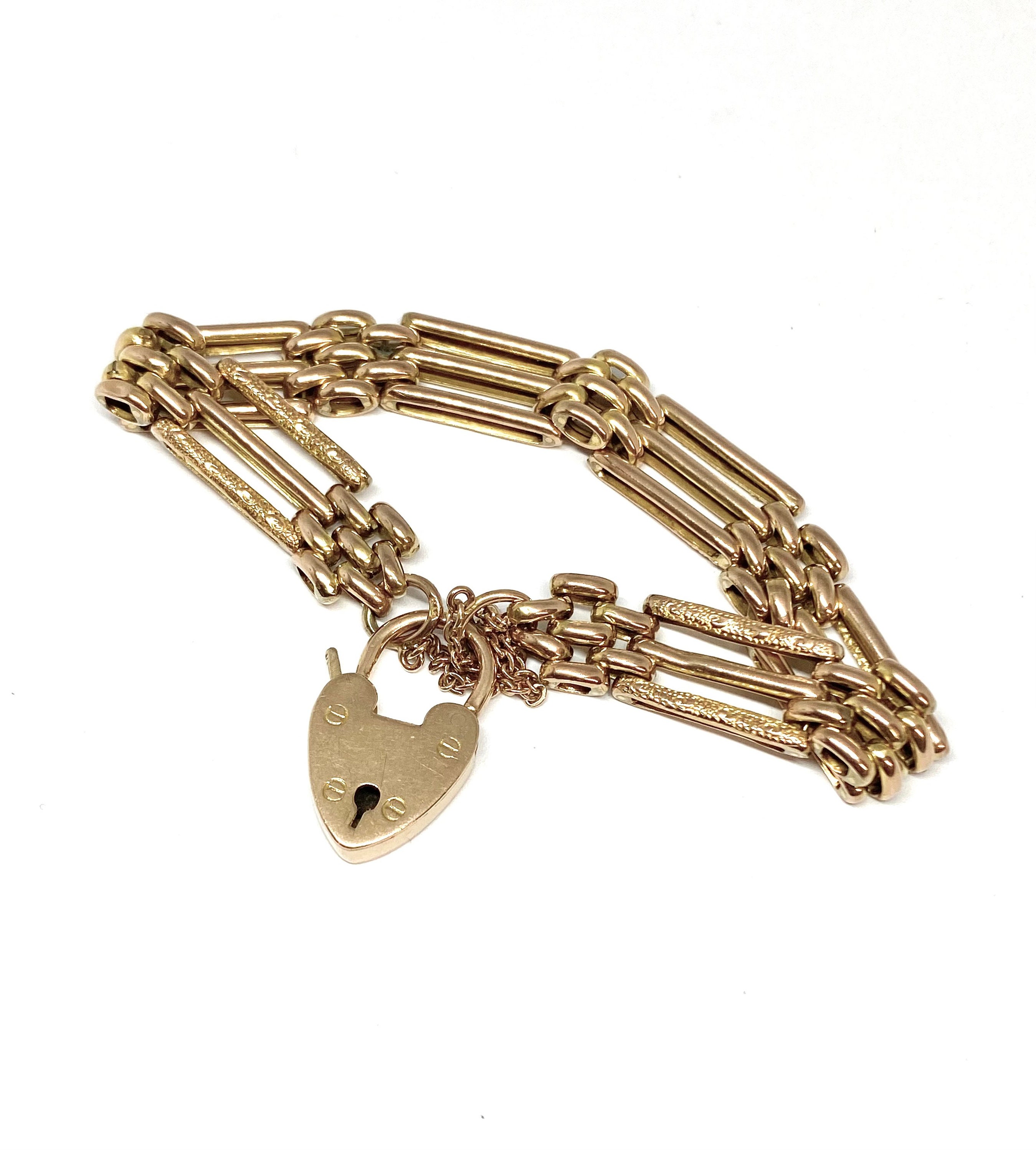 9ct GOLD GATE BRACELET Rose Gold Edwardian Gate Bracelet Etsy