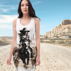 Western Cowgirl Bodycon Sleeveless Fitted Dress | Country Rodeo Outfit | Boho Western | Rustic Cowboy Girl Fashion | Vintage Horse Print